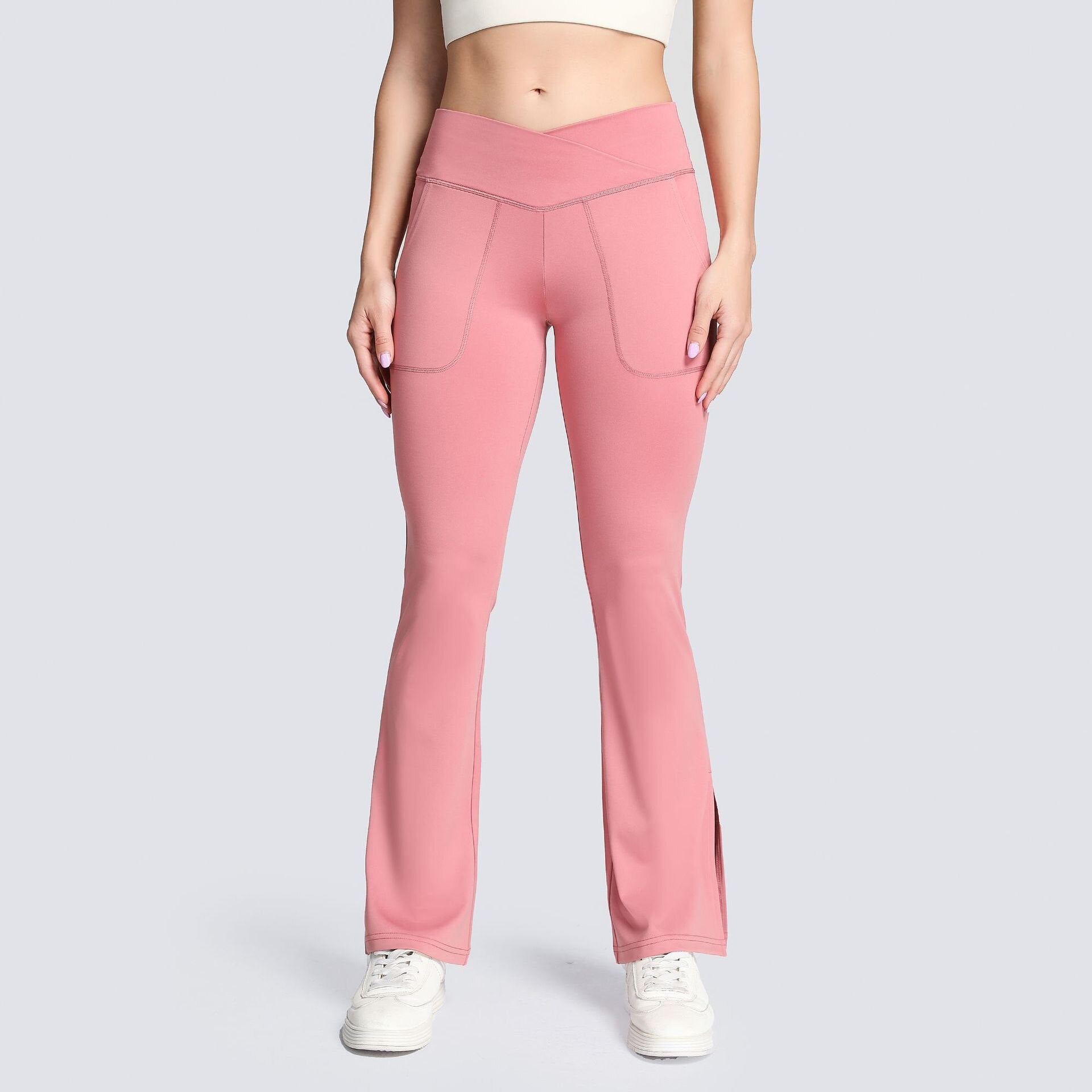 High Waist Crossover Flare Yoga Leggings with Pocket – Uncia Active